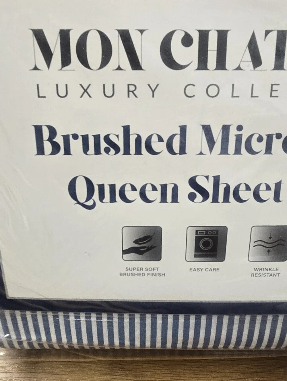 Chateau Navy and White Striped Queen Sheet Set